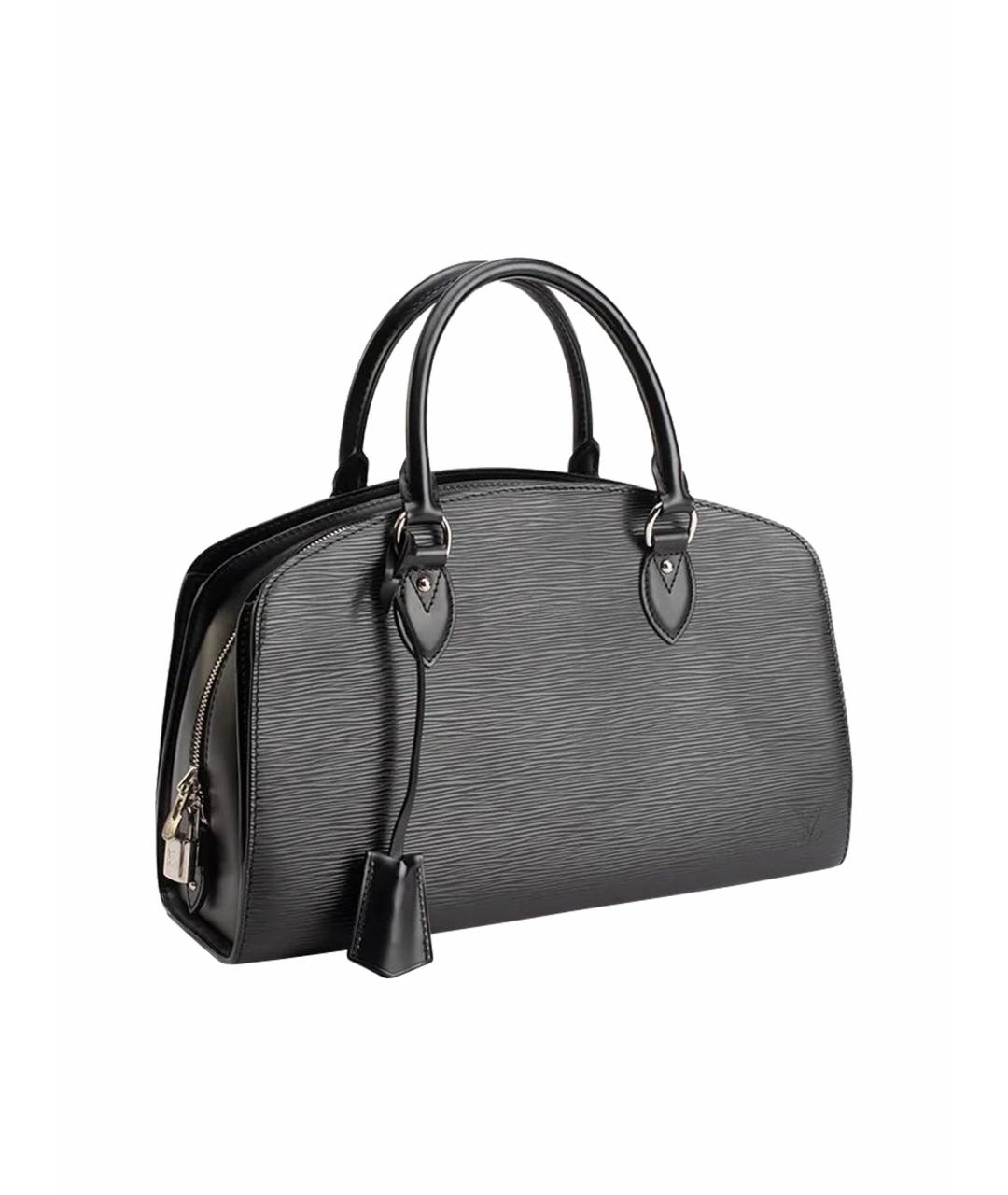 LOUIS VUITTON Черная кожаная сумка с короткими ручками, фото 1
