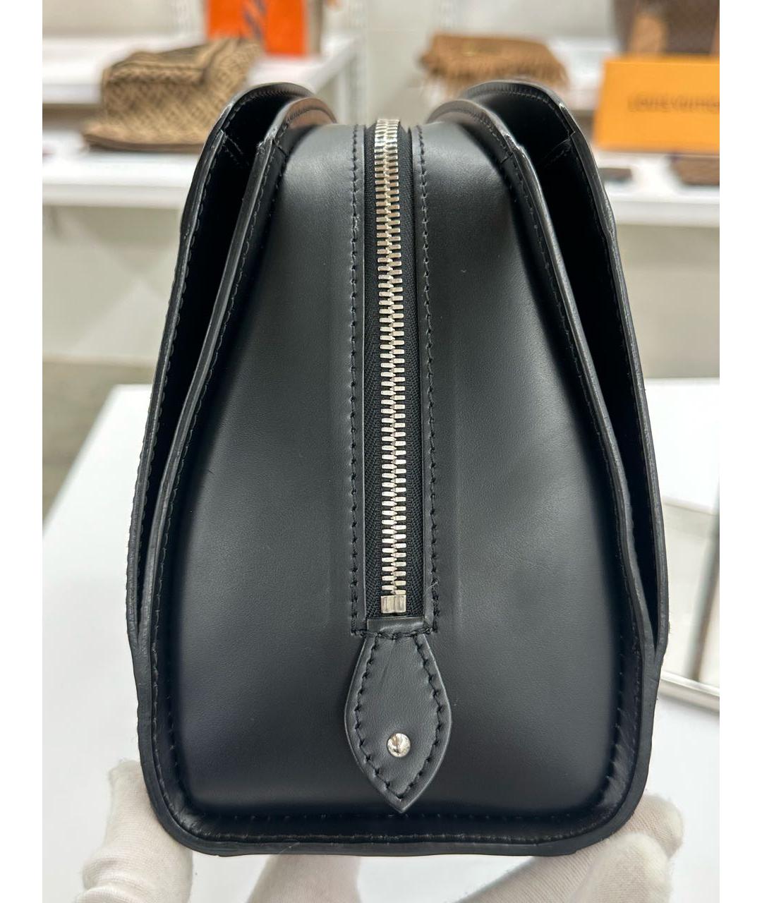 LOUIS VUITTON Черная кожаная сумка с короткими ручками, фото 7