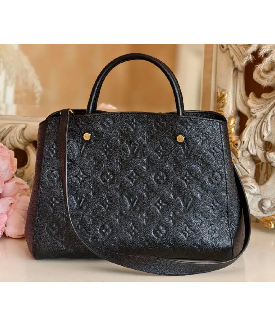 LOUIS VUITTON Черная кожаная сумка с короткими ручками, фото 3