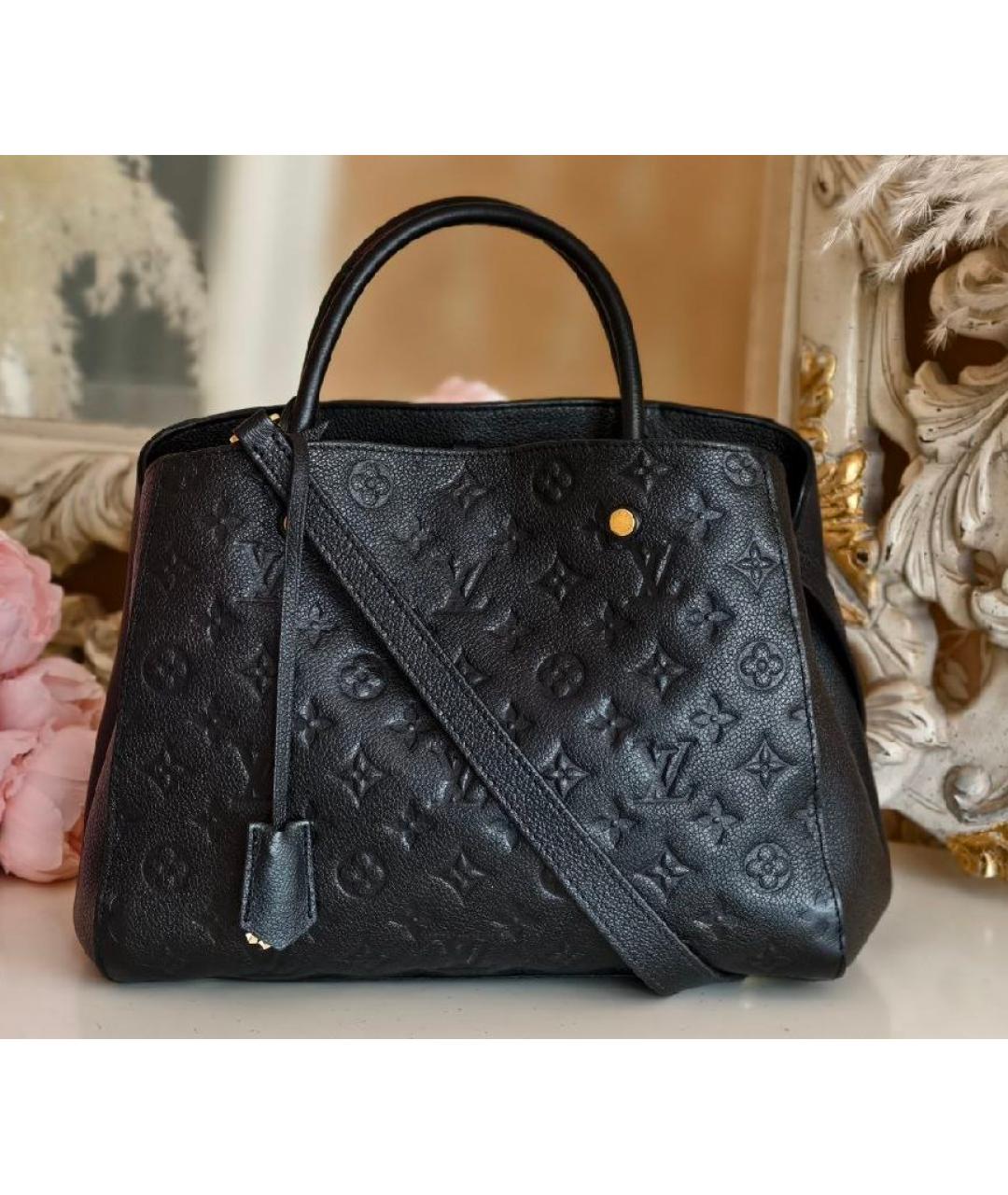 LOUIS VUITTON Черная кожаная сумка с короткими ручками, фото 9