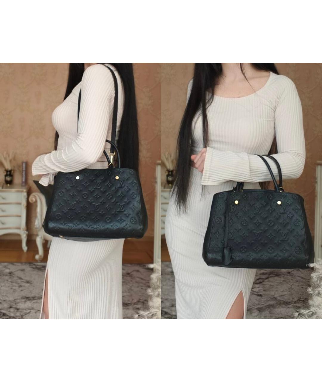LOUIS VUITTON Черная кожаная сумка с короткими ручками, фото 4