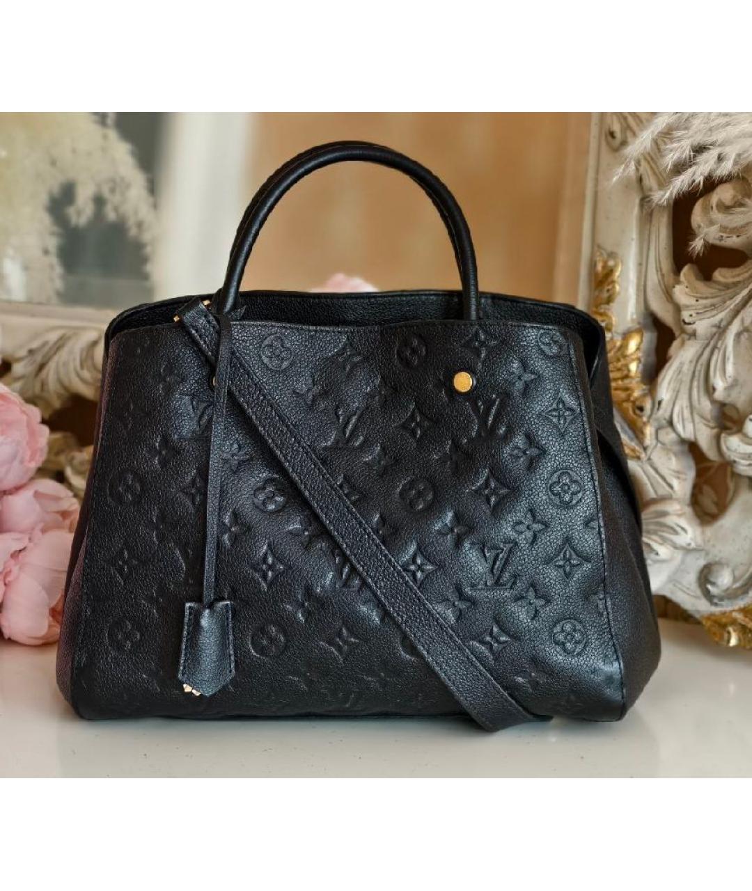 LOUIS VUITTON Черная кожаная сумка с короткими ручками, фото 2