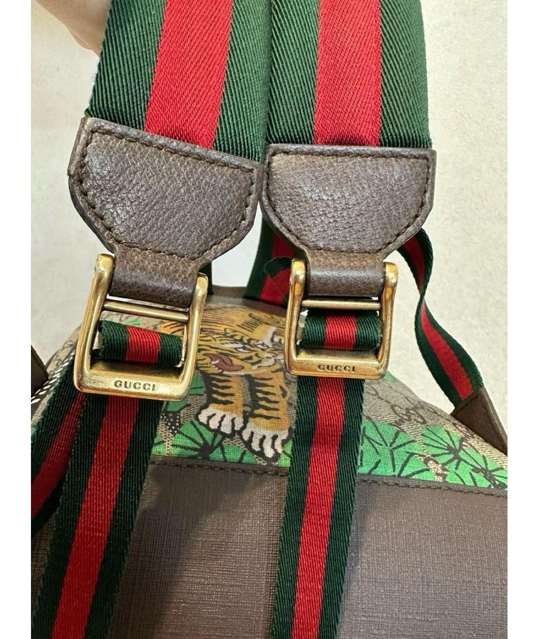 GUCCI Коричневый кожаный рюкзак, фото 7