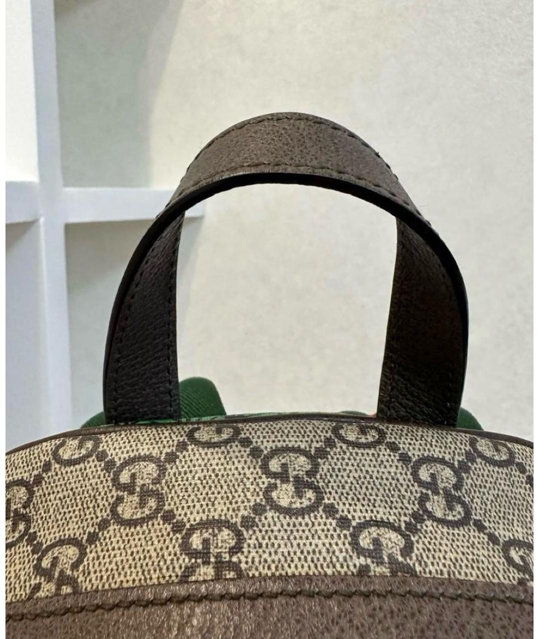 GUCCI Коричневый кожаный рюкзак, фото 6