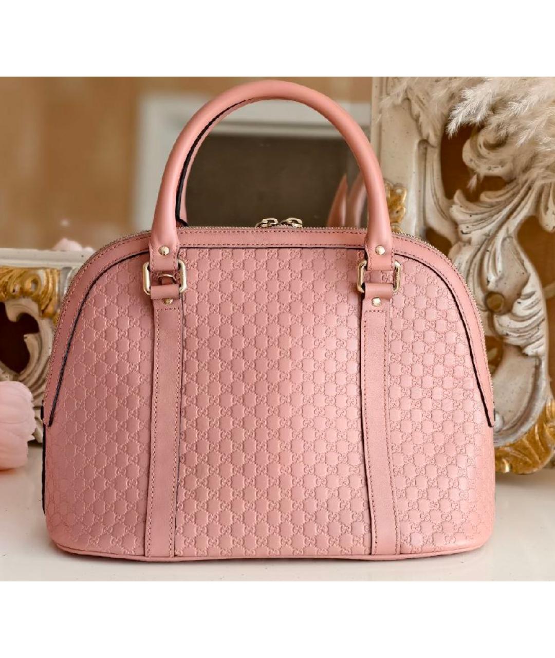 GUCCI Розовая кожаная сумка с короткими ручками, фото 3