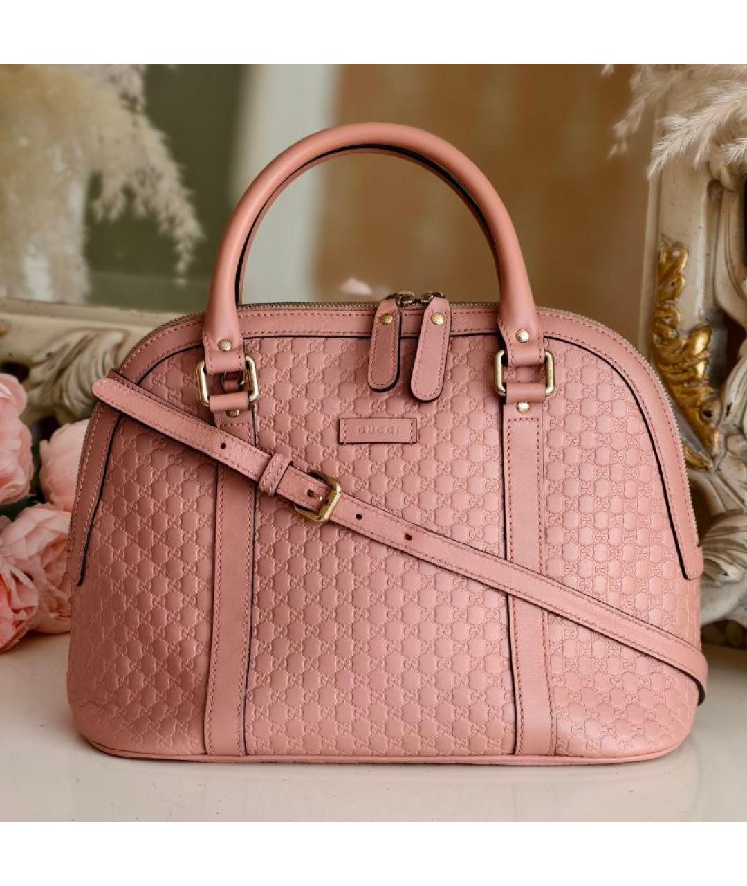 GUCCI Розовая кожаная сумка с короткими ручками, фото 10