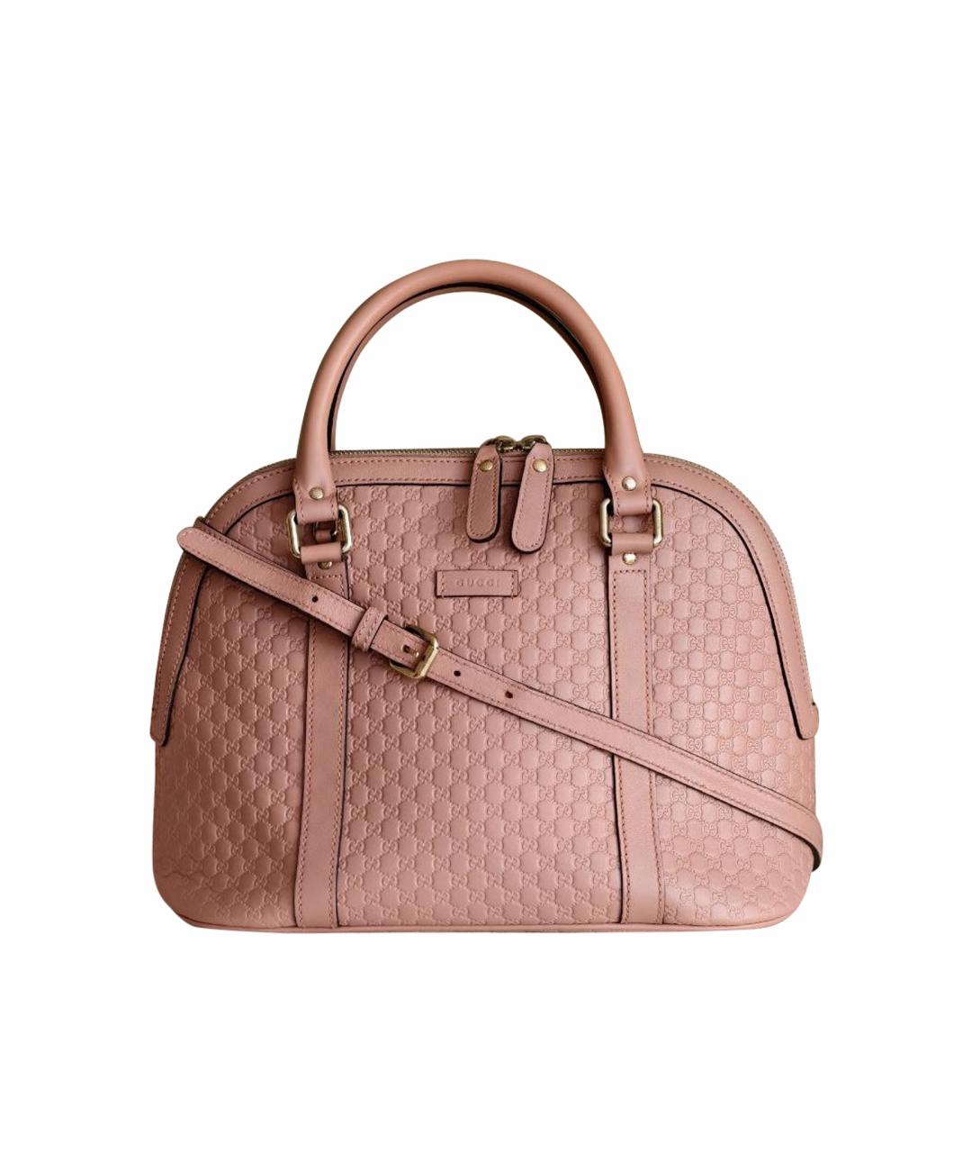 GUCCI Розовая кожаная сумка с короткими ручками, фото 1