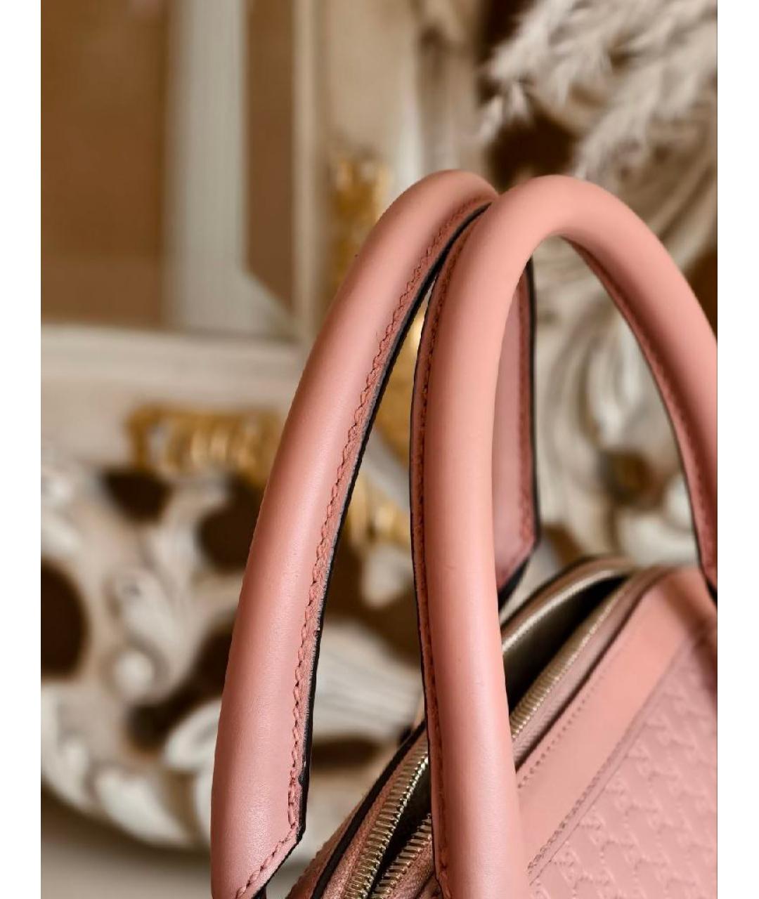 GUCCI Розовая кожаная сумка с короткими ручками, фото 6