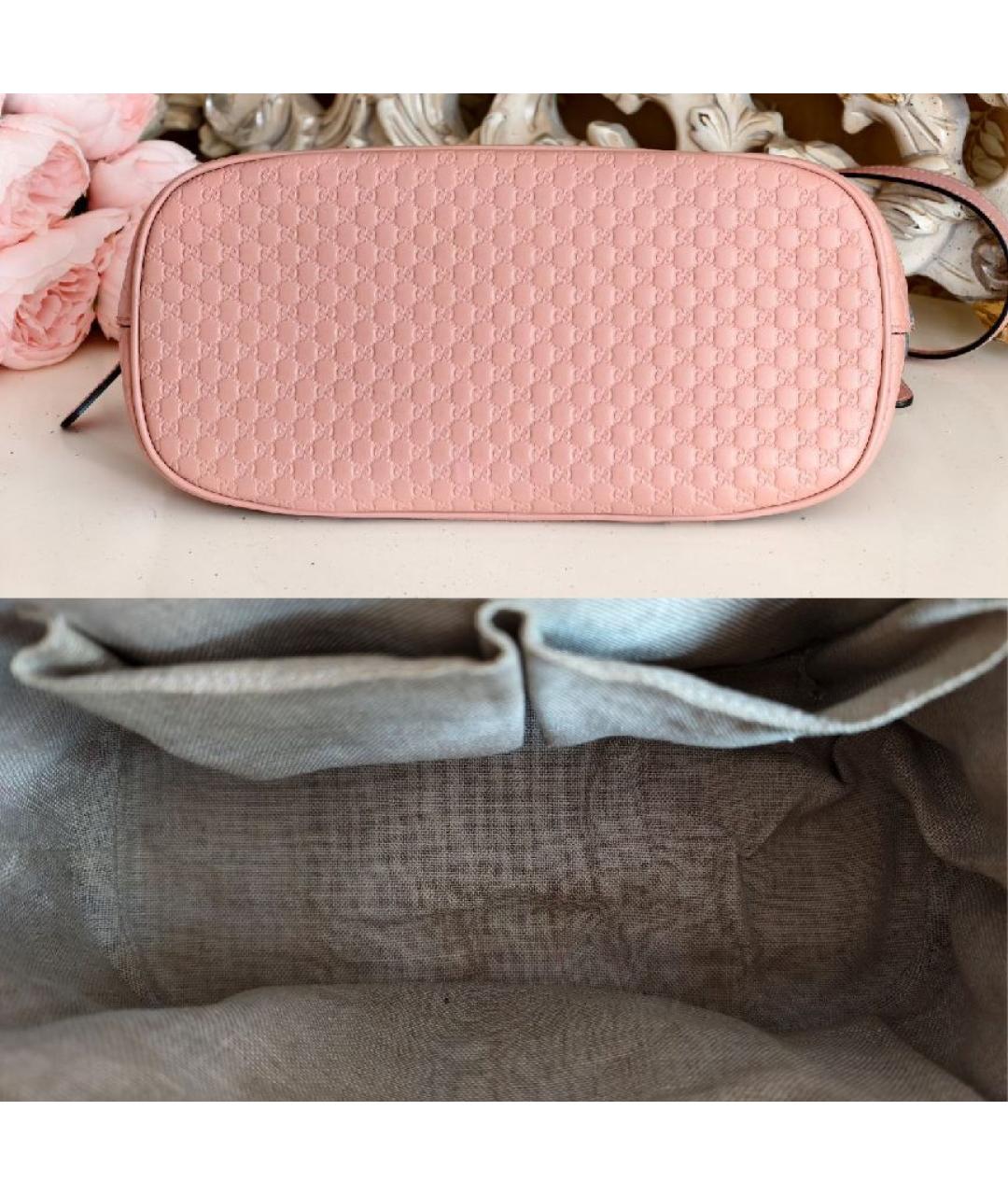 GUCCI Розовая кожаная сумка с короткими ручками, фото 7