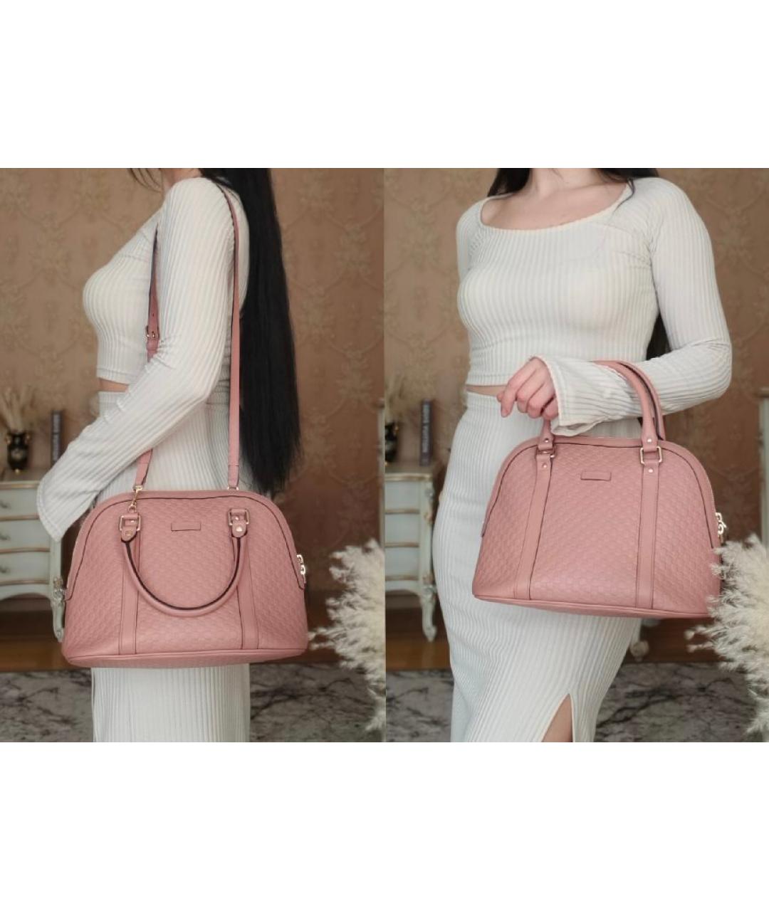 GUCCI Розовая кожаная сумка с короткими ручками, фото 4