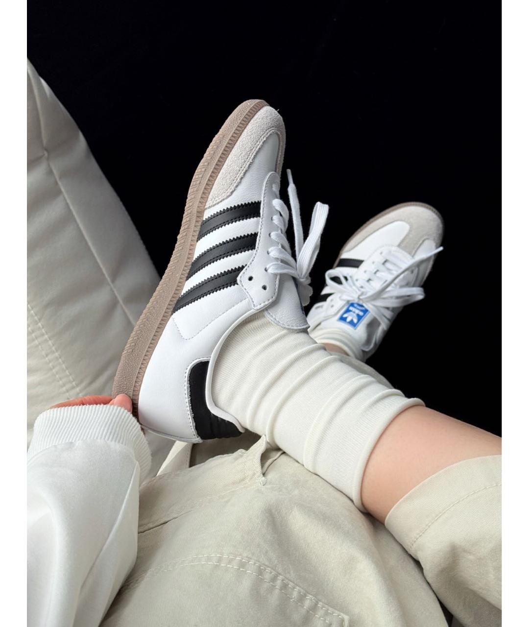 ADIDAS Белые кожаные кроссовки, фото 8