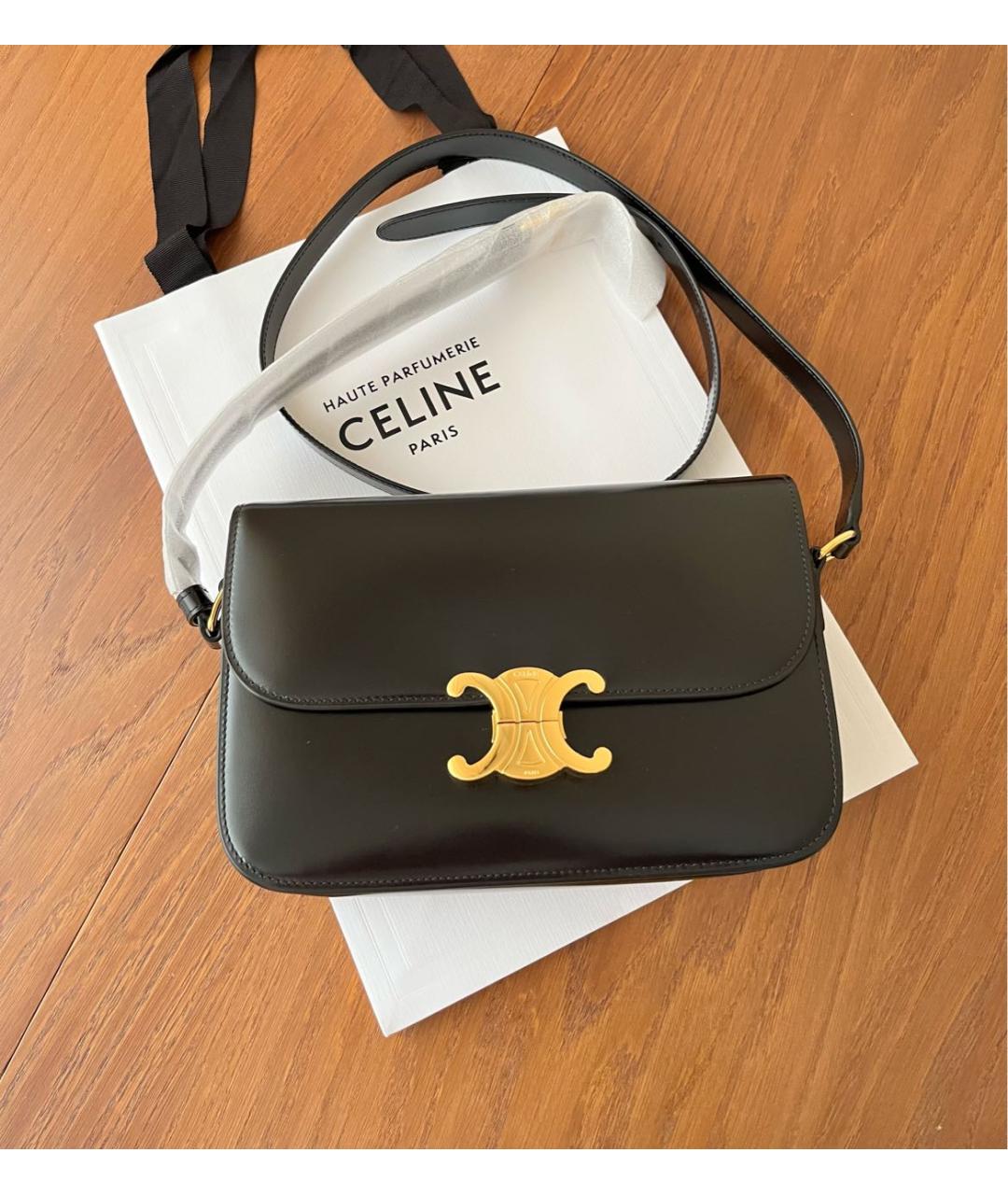 CELINE Черная кожаная сумка через плечо, фото 2