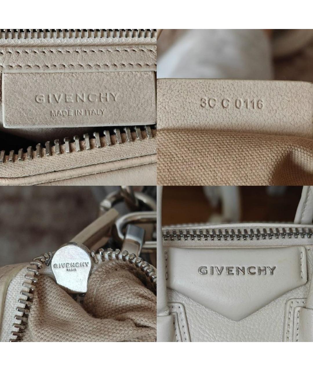 GIVENCHY Бежевая кожаная сумка с короткими ручками, фото 5