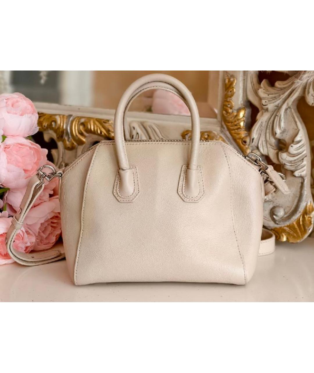 GIVENCHY Бежевая кожаная сумка с короткими ручками, фото 3