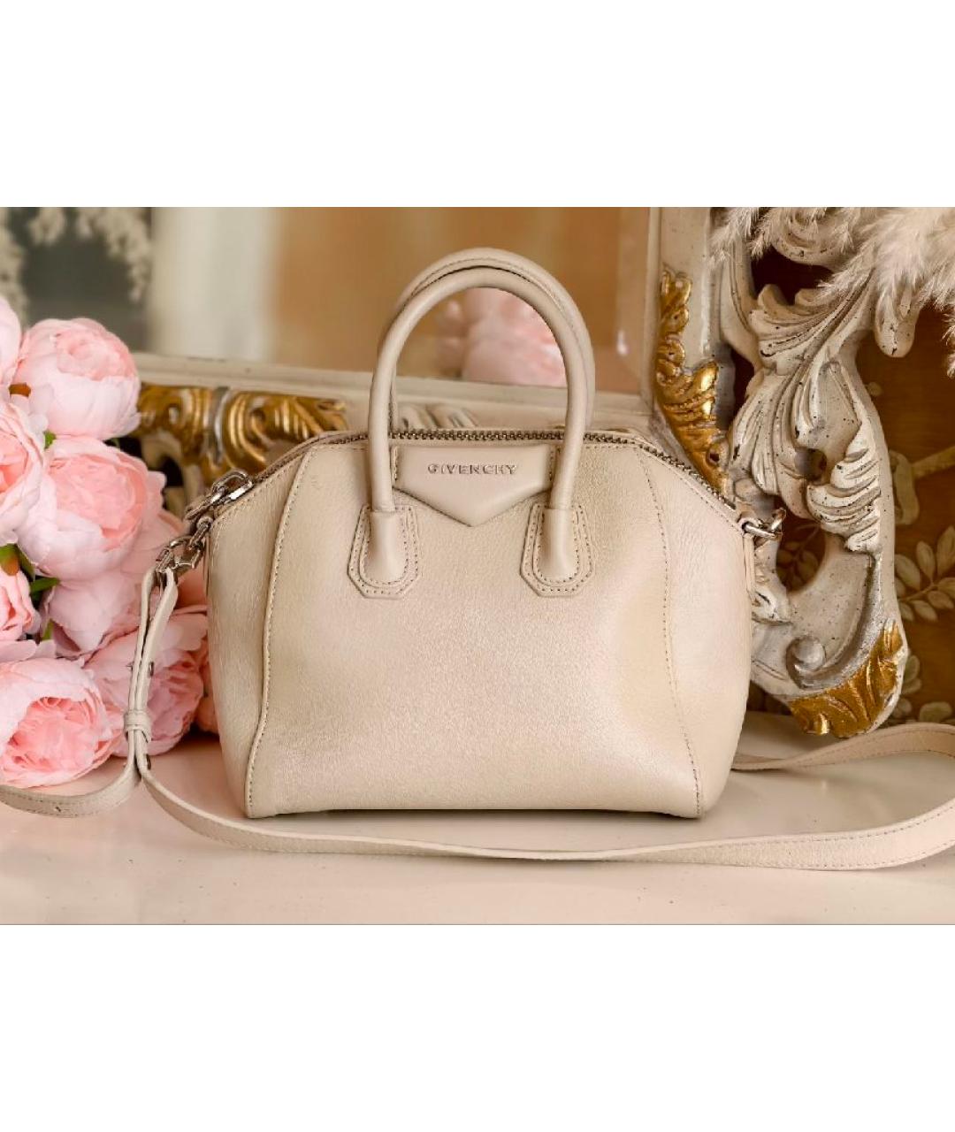 GIVENCHY Бежевая кожаная сумка с короткими ручками, фото 8