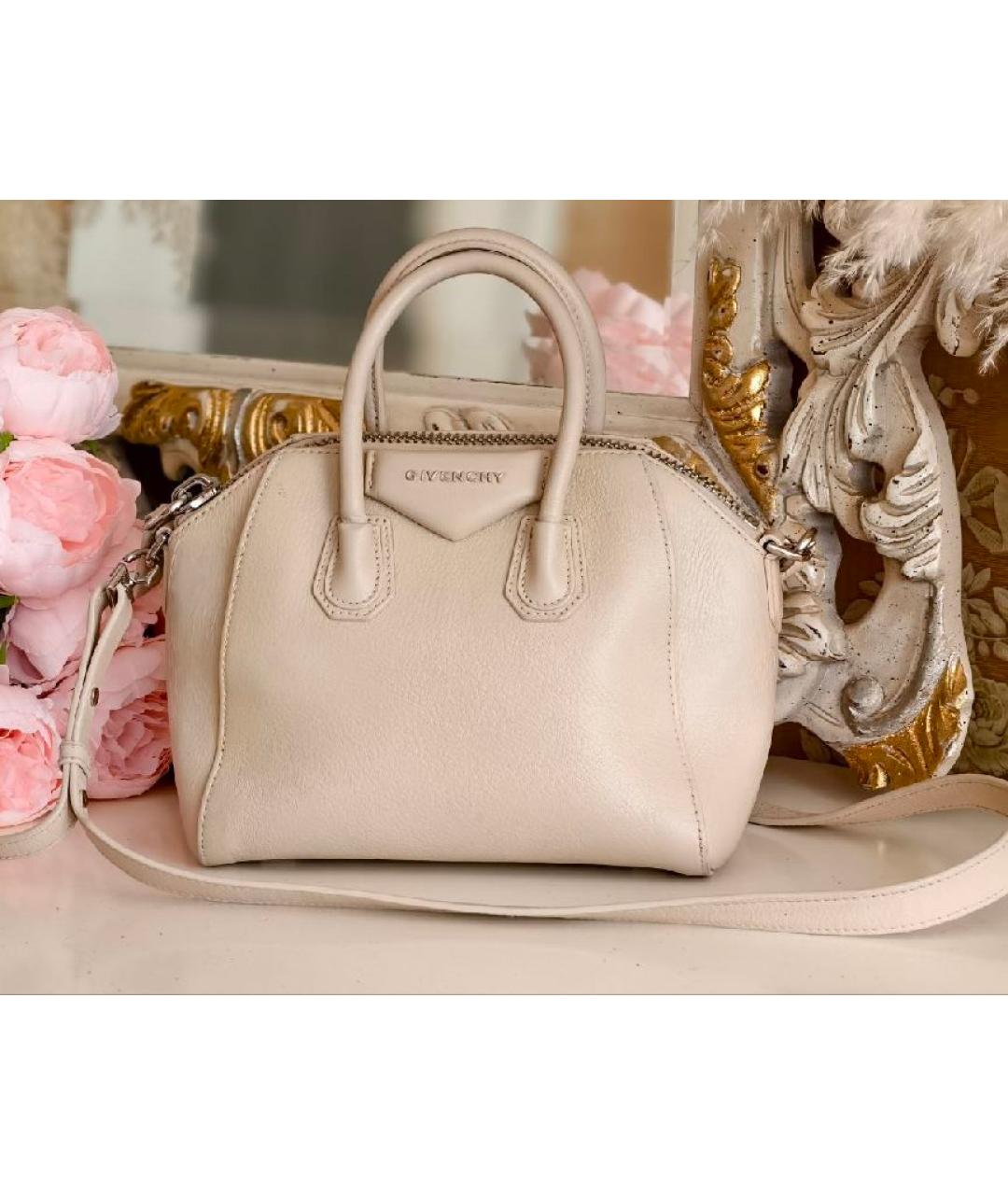 GIVENCHY Бежевая кожаная сумка с короткими ручками, фото 9