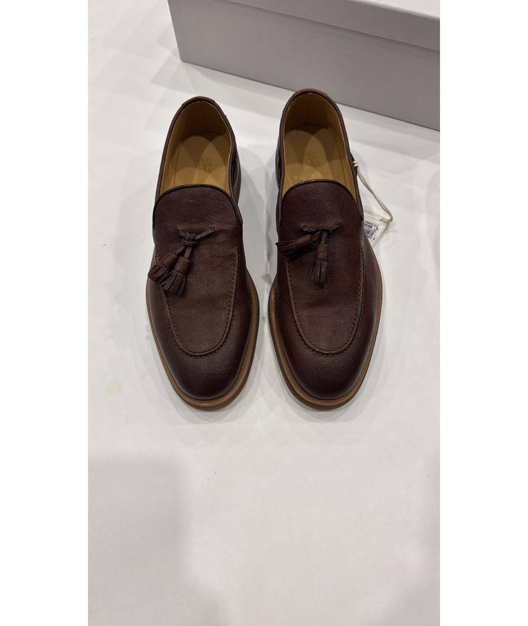 BRUNELLO CUCINELLI Коричневые кожаные лоферы, фото 4