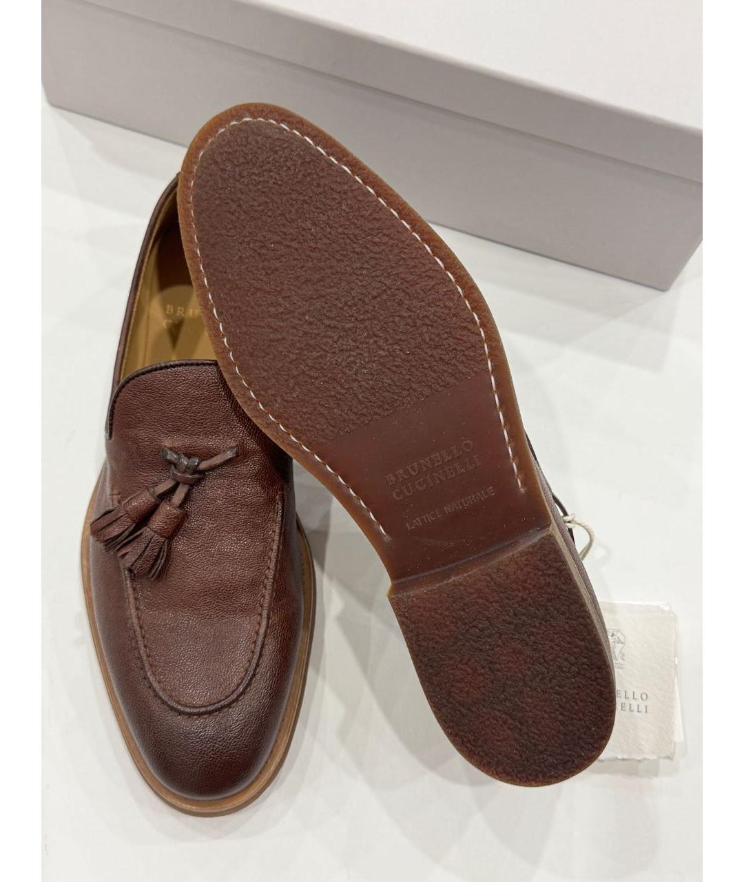 BRUNELLO CUCINELLI Коричневые кожаные лоферы, фото 3