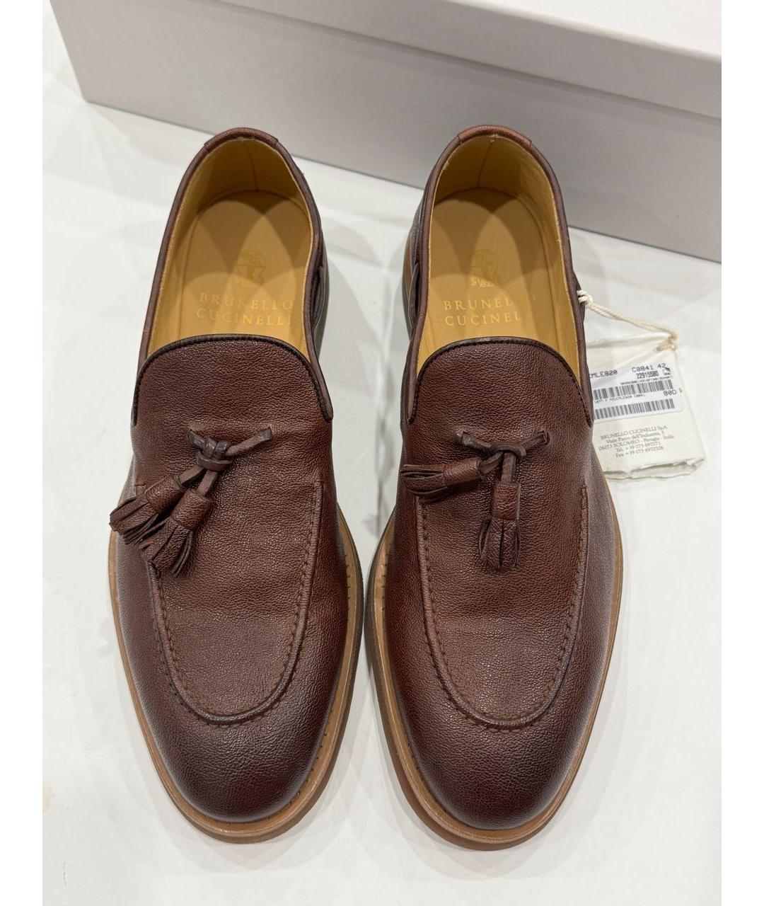 BRUNELLO CUCINELLI Коричневые кожаные лоферы, фото 2