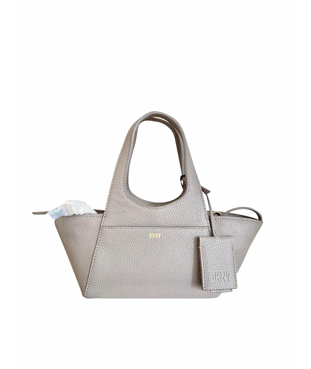 DKNY Серая кожаная сумка с короткими ручками, фото 1