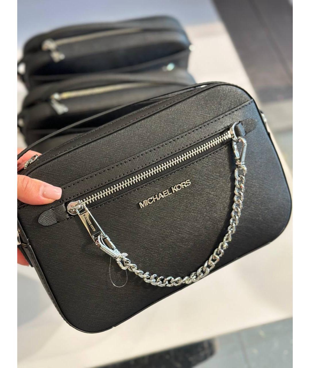 MICHAEL KORS Черная кожаная сумка через плечо, фото 4