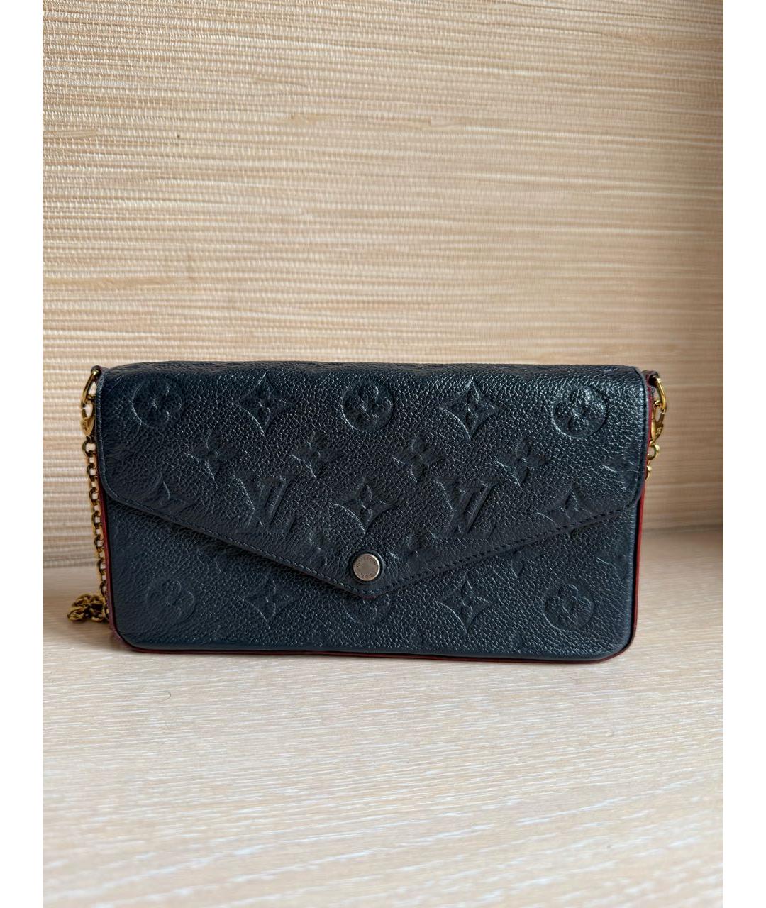 LOUIS VUITTON Темно-синяя кожаная сумка с короткими ручками, фото 9