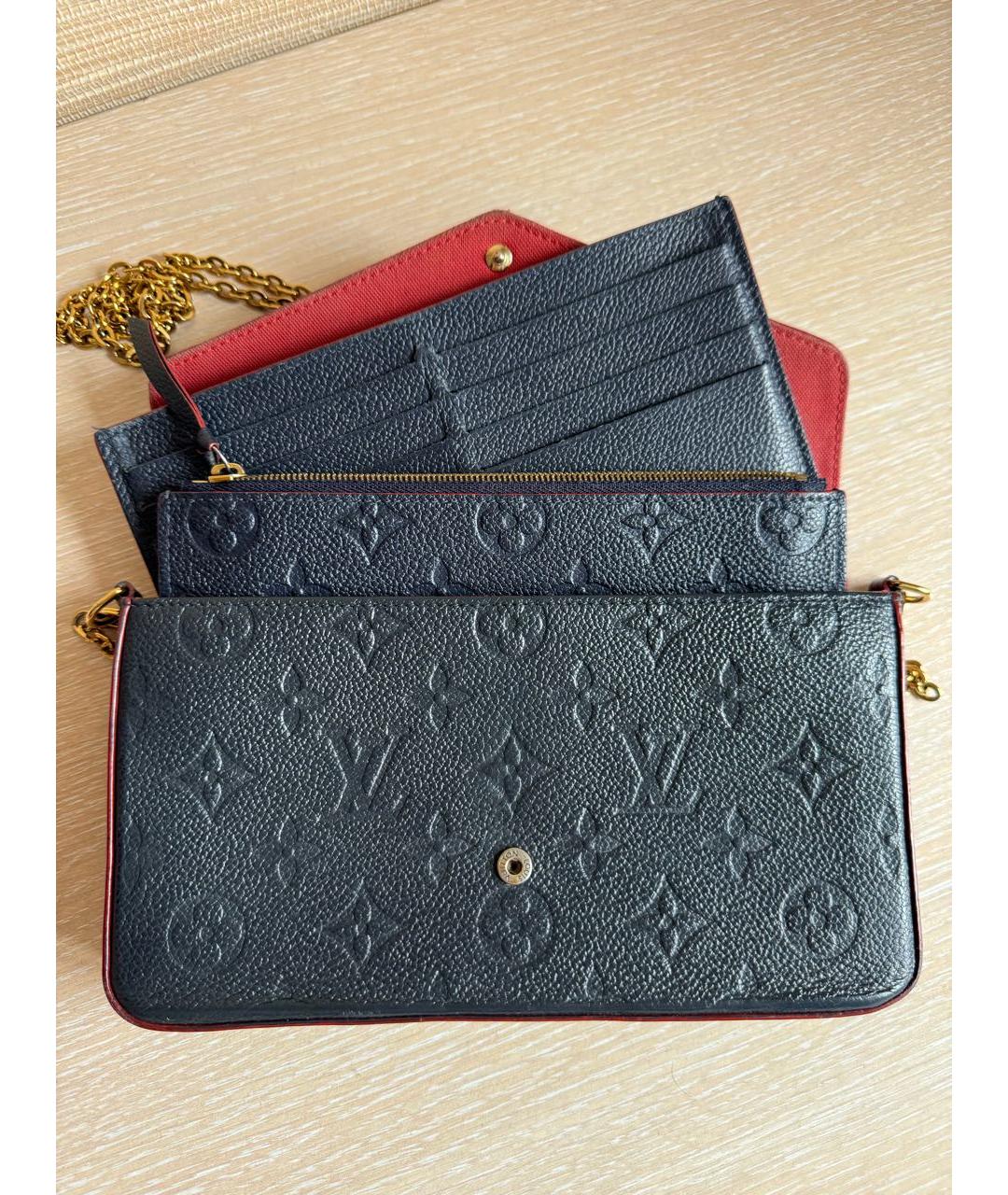 LOUIS VUITTON Темно-синяя кожаная сумка с короткими ручками, фото 4