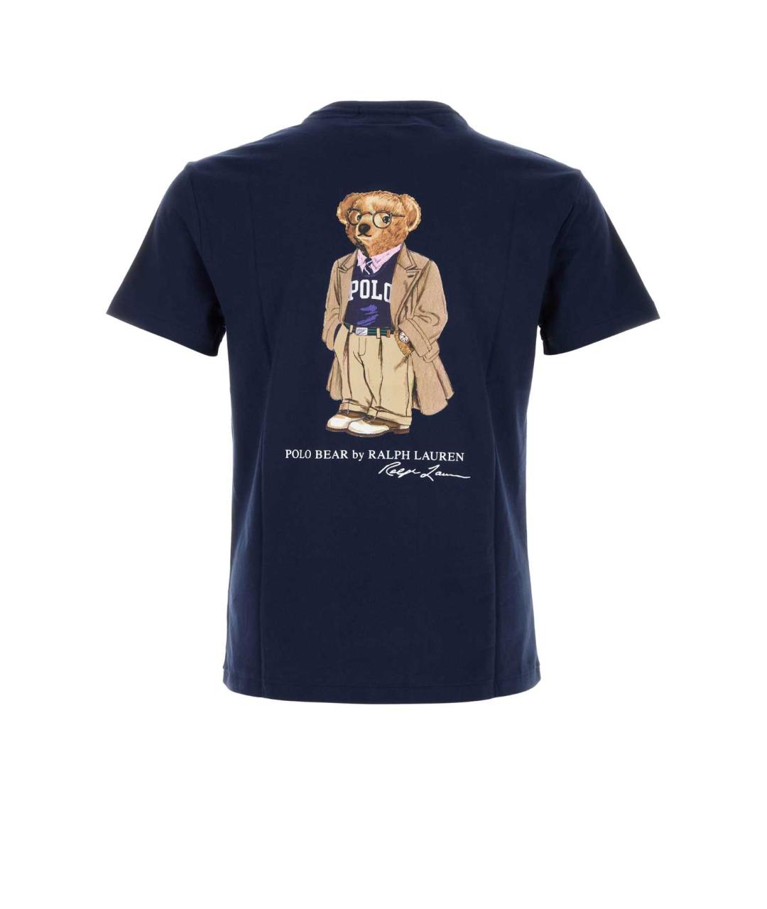 POLO RALPH LAUREN Темно-синяя хлопковая футболка, фото 2