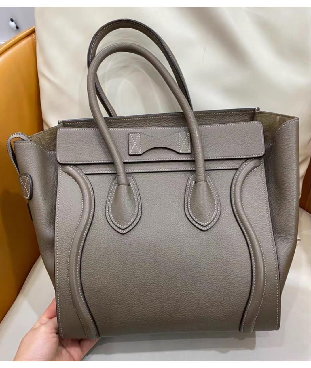 CELINE Бежевая кожаная сумка тоут, фото 3