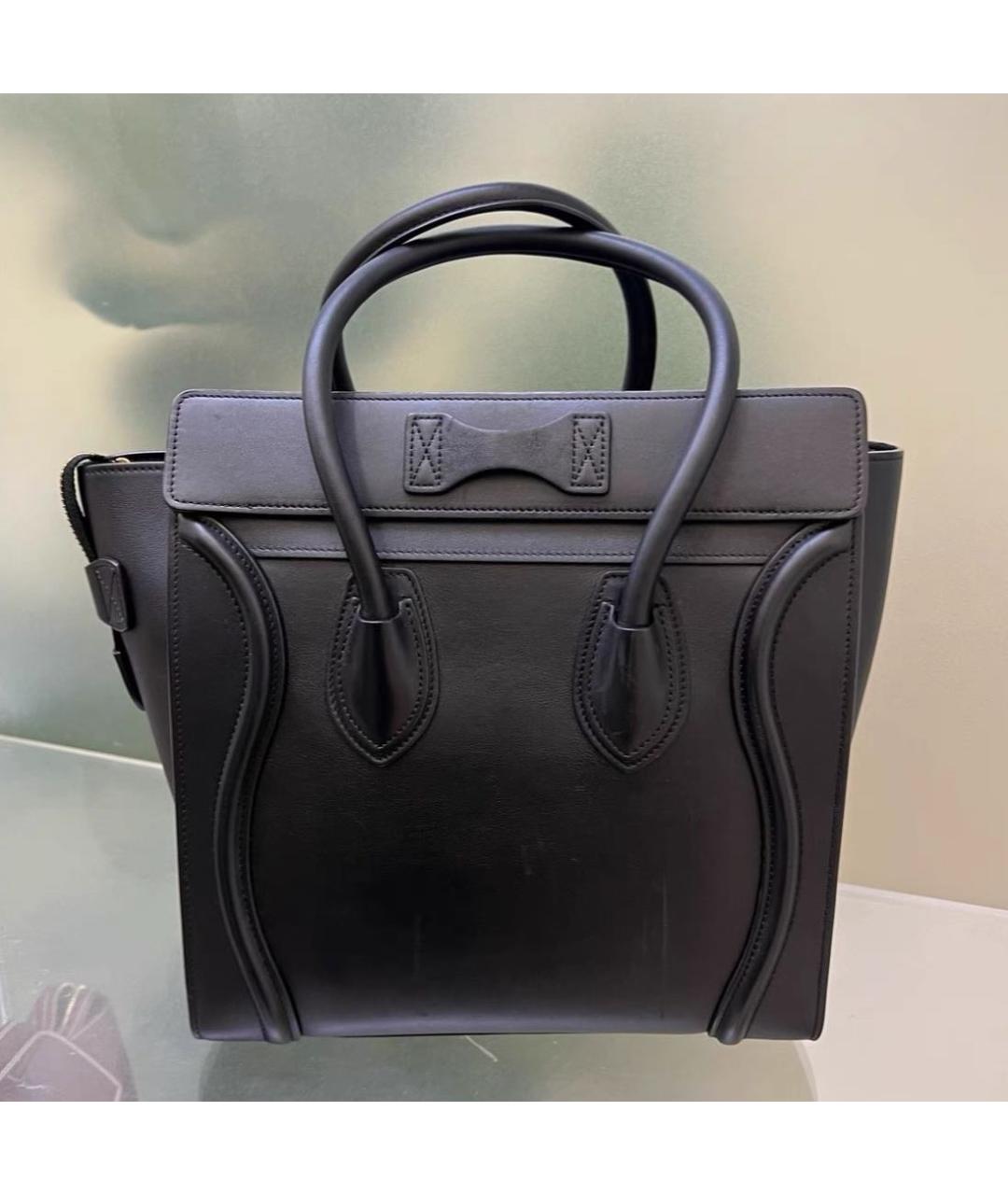 CELINE Черная кожаная сумка тоут, фото 3