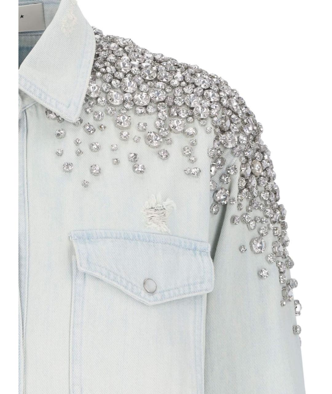 GOLDEN GOOSE DELUXE BRAND Голубая хлопковая рубашка, фото 4