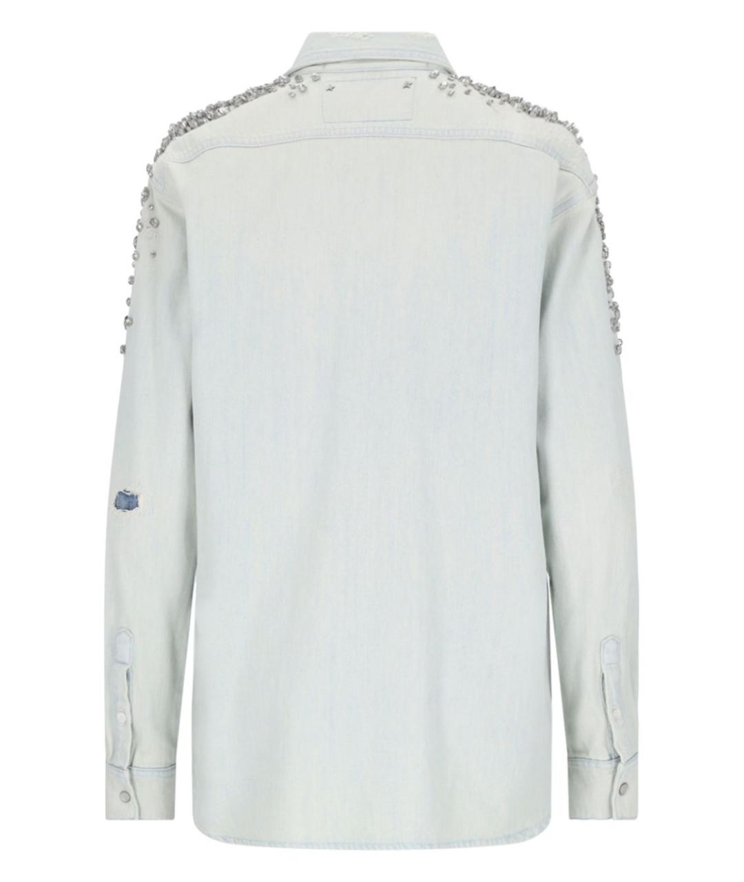 GOLDEN GOOSE DELUXE BRAND Голубая хлопковая рубашка, фото 5
