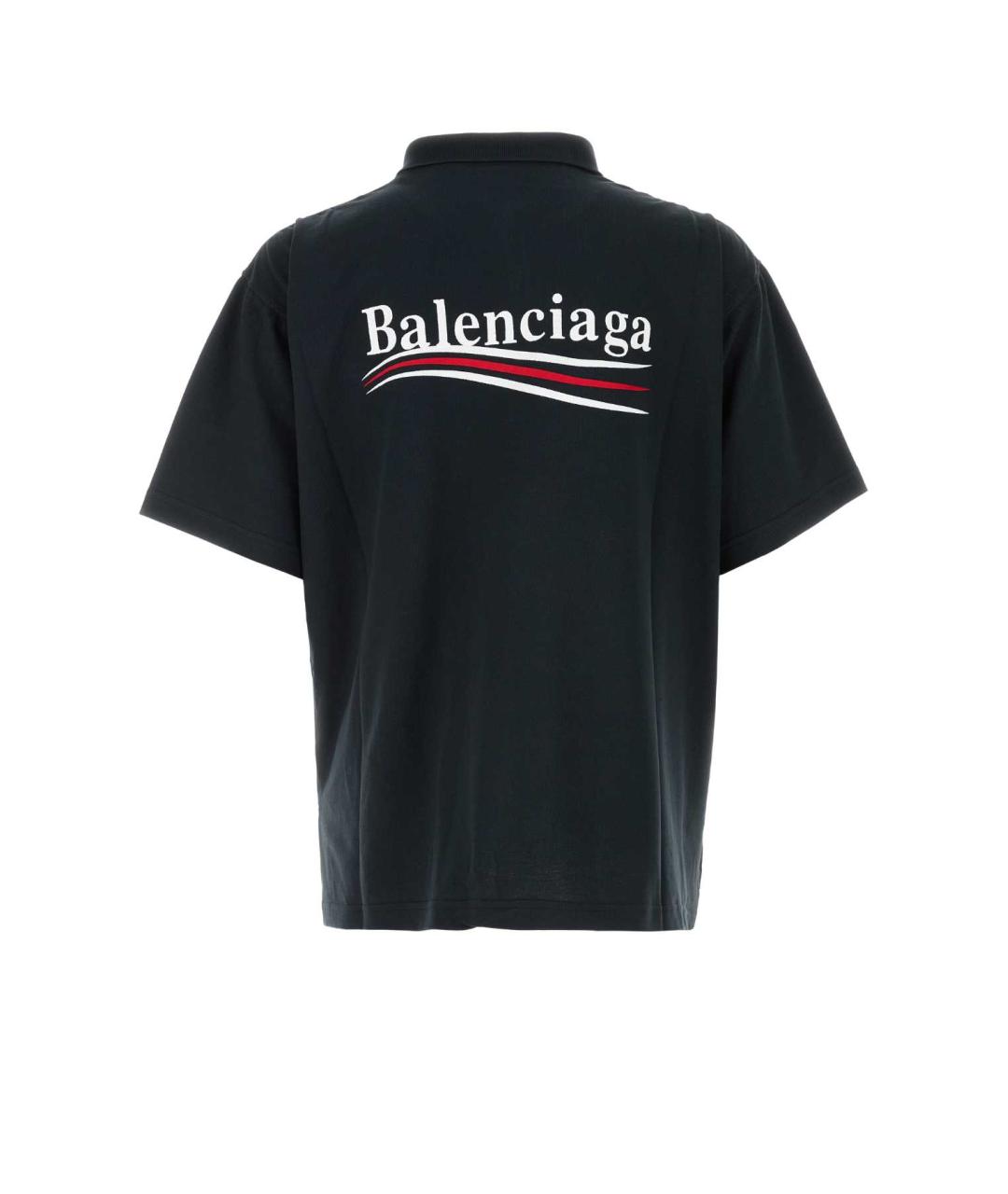 BALENCIAGA Темно-синее хлопковое поло с коротким рукавом, фото 2