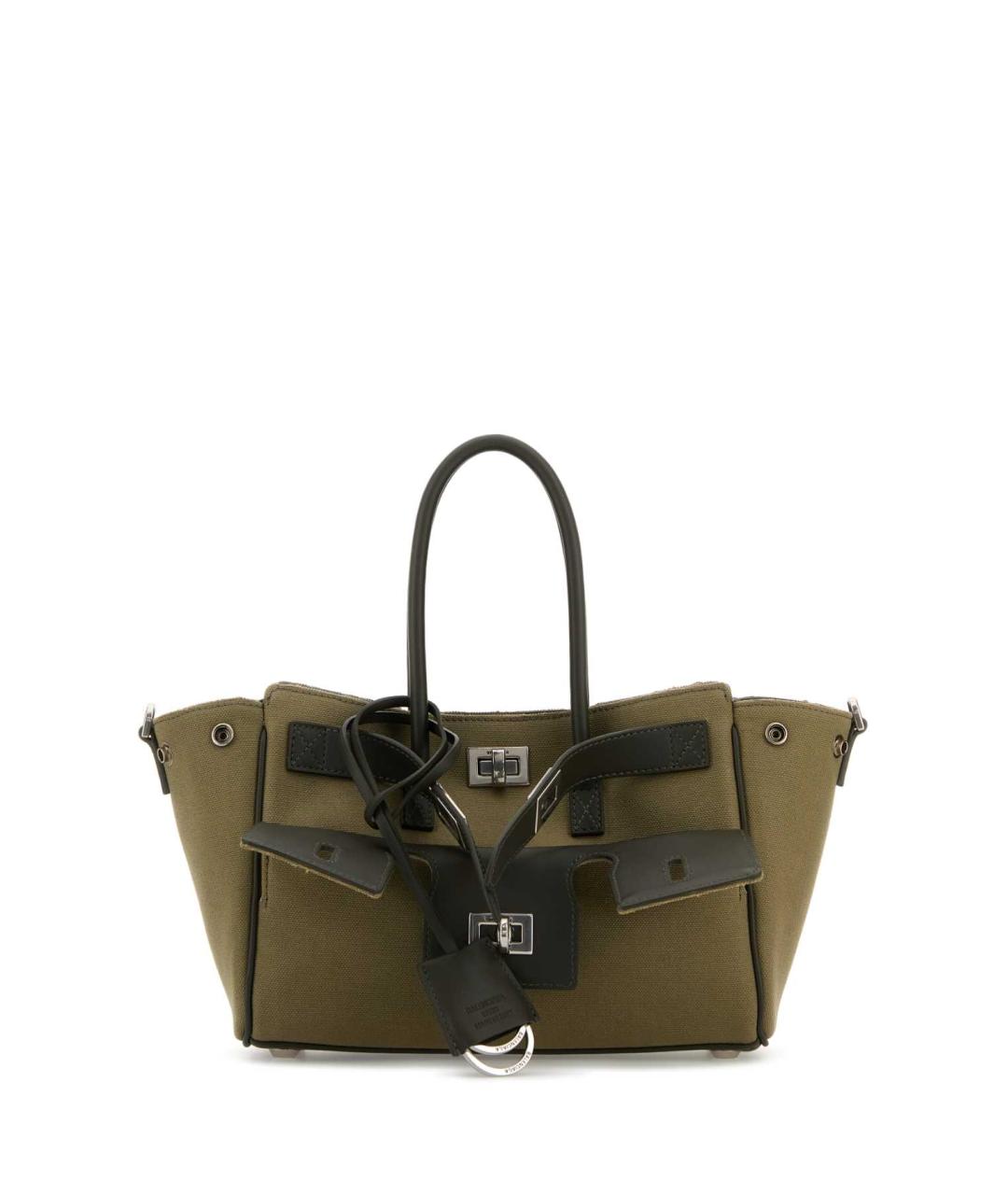 BALENCIAGA Зеленая тканевая сумка тоут, фото 1