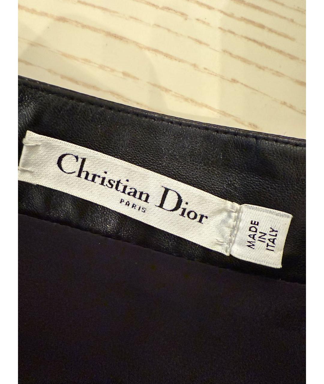 CHRISTIAN DIOR Черная кожаная юбка макси, фото 3