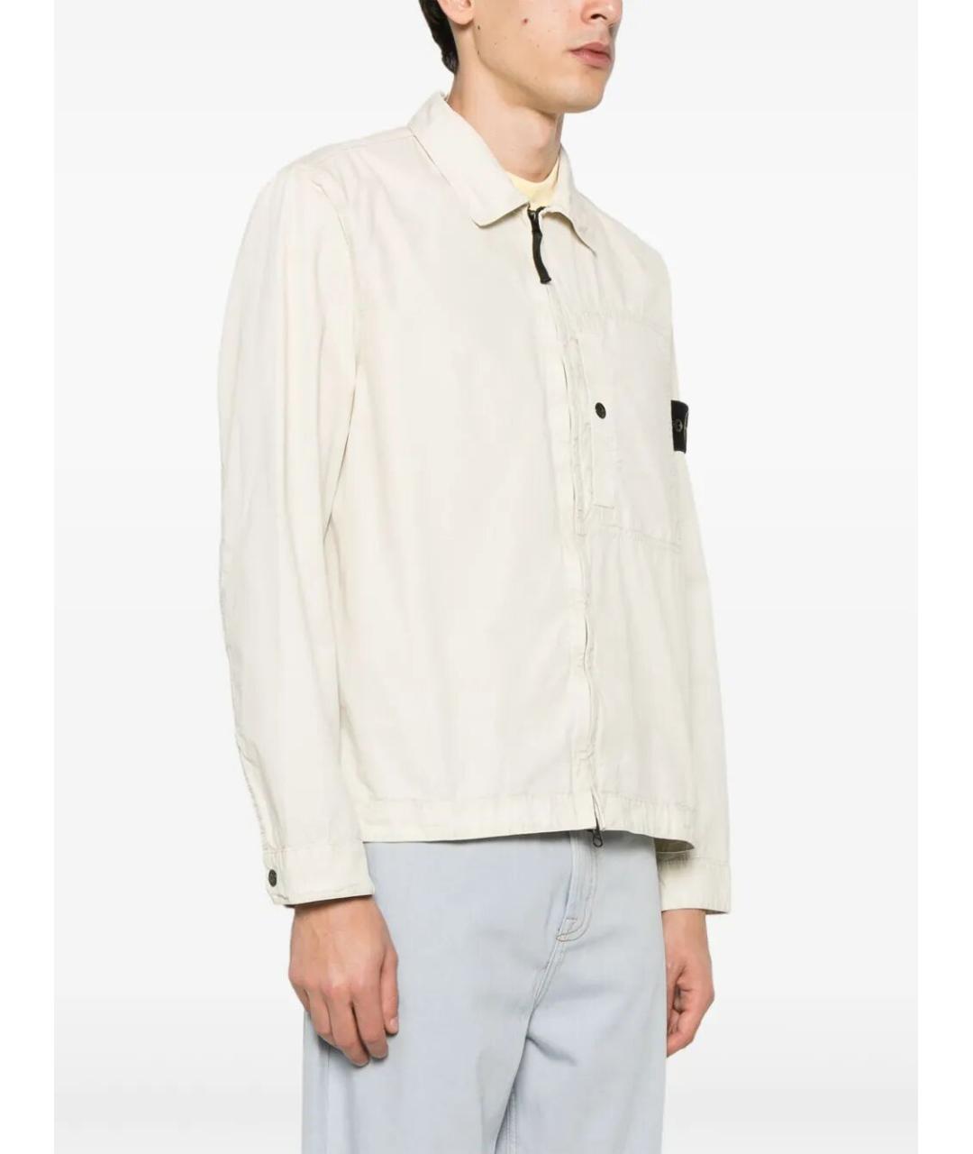 STONE ISLAND Бежевая хлопковая кэжуал рубашка, фото 4
