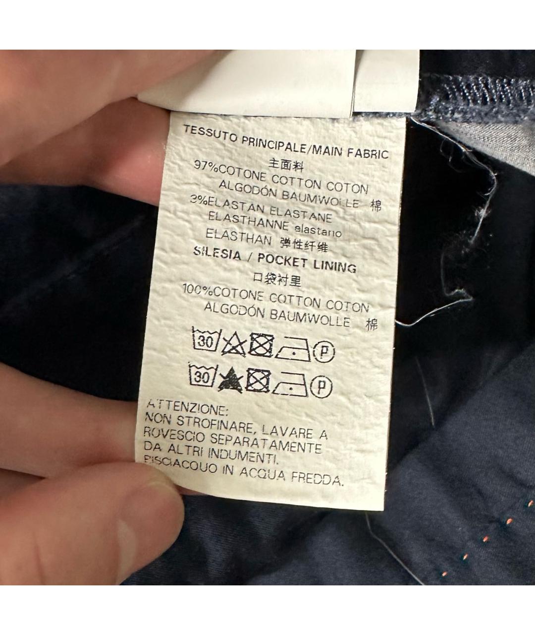 CORNELIANI Темно-синие хлопко-эластановые повседневные брюки, фото 7