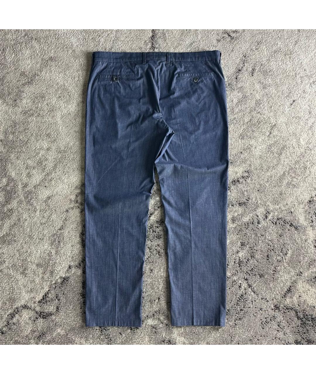 CORNELIANI Темно-синие хлопко-эластановые повседневные брюки, фото 2