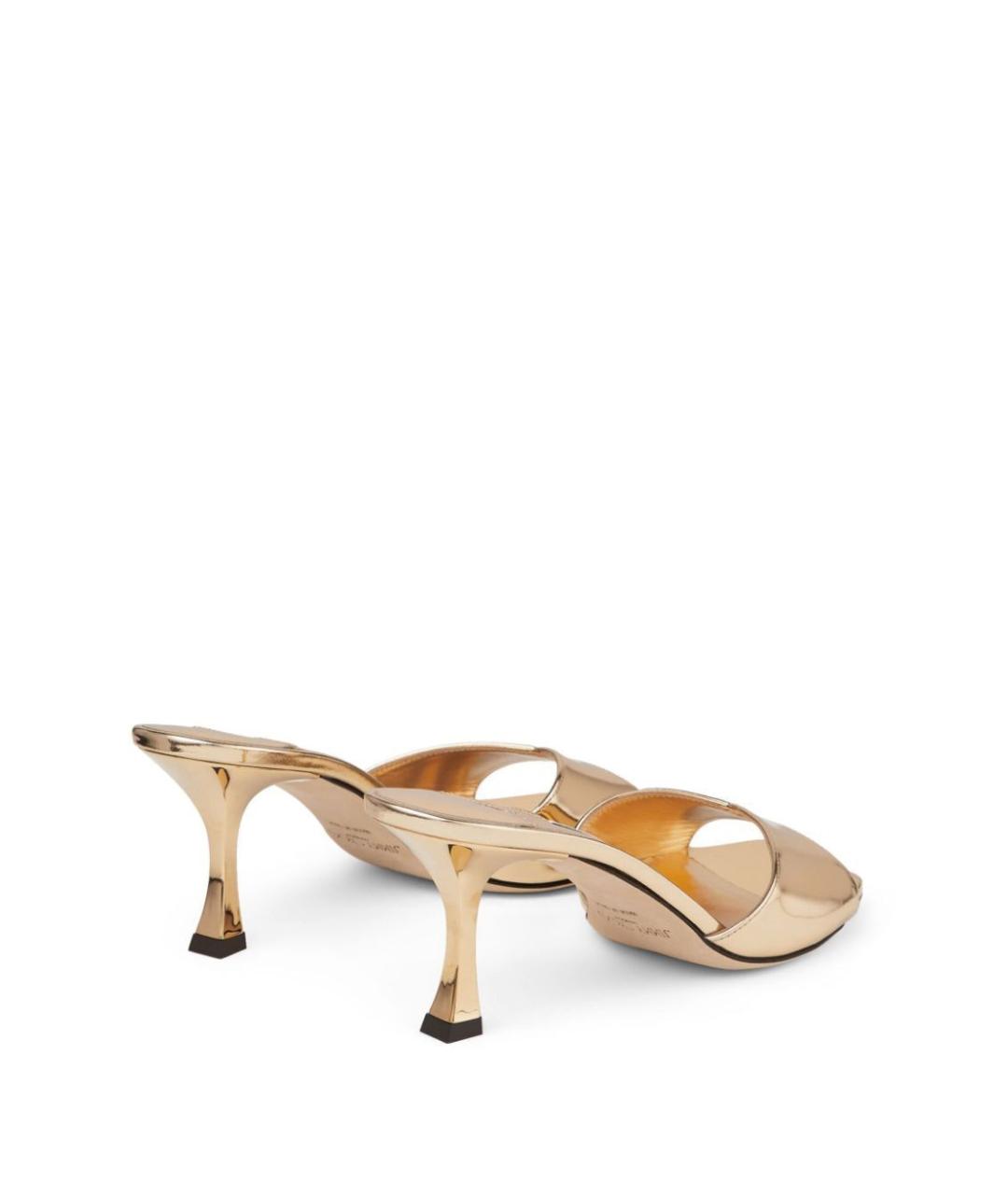JIMMY CHOO Золотые кожаные мюли, фото 3