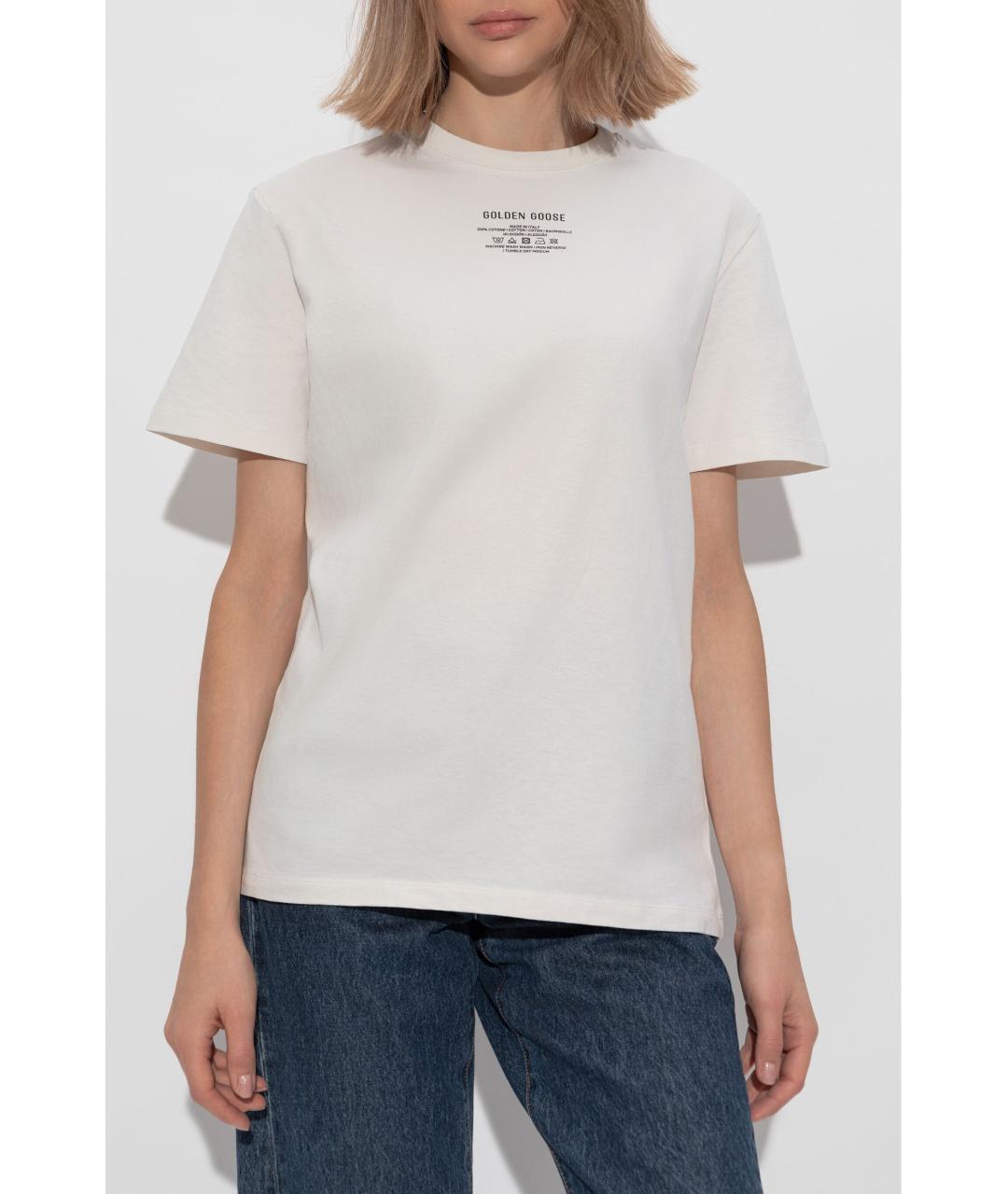 GOLDEN GOOSE DELUXE BRAND Белая хлопковая футболка, фото 4