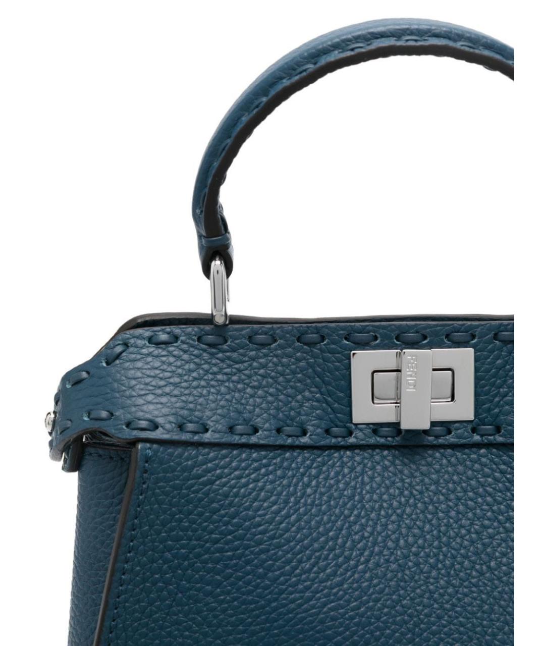 FENDI Синяя кожаная сумка тоут, фото 4