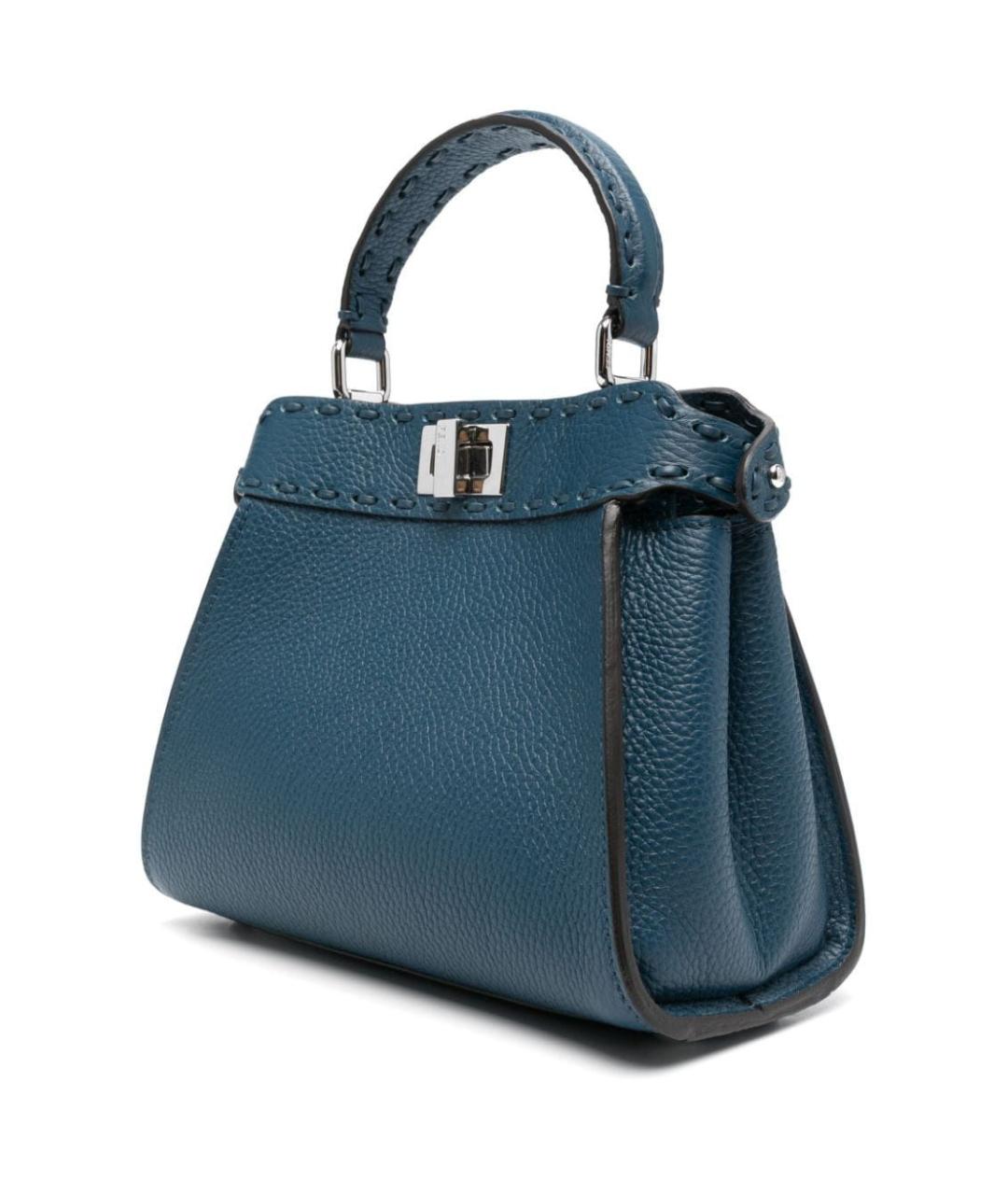 FENDI Синяя кожаная сумка тоут, фото 3