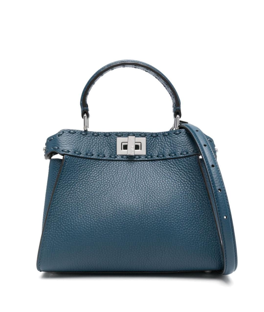 FENDI Синяя кожаная сумка тоут, фото 1