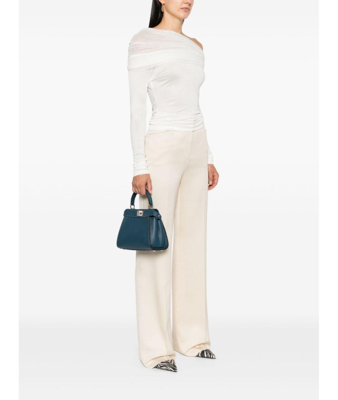 FENDI Синяя кожаная сумка тоут, фото 2