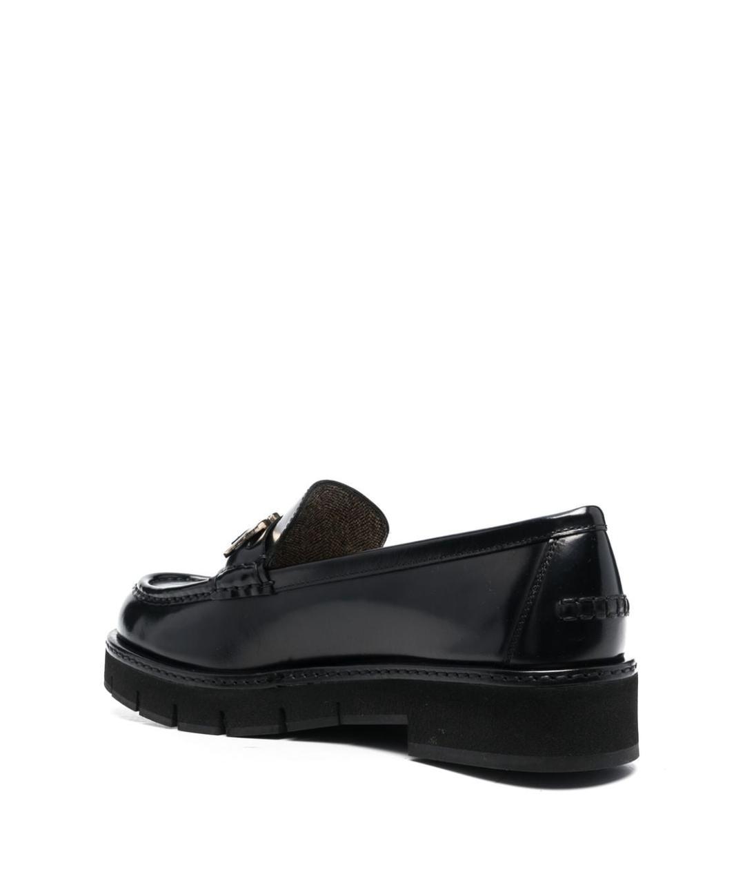 FERRAGAMO Черные кожаные лоферы, фото 3