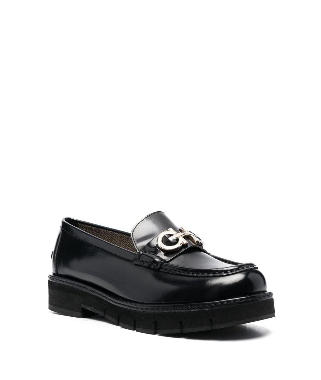 FERRAGAMO Черные кожаные лоферы, фото 2