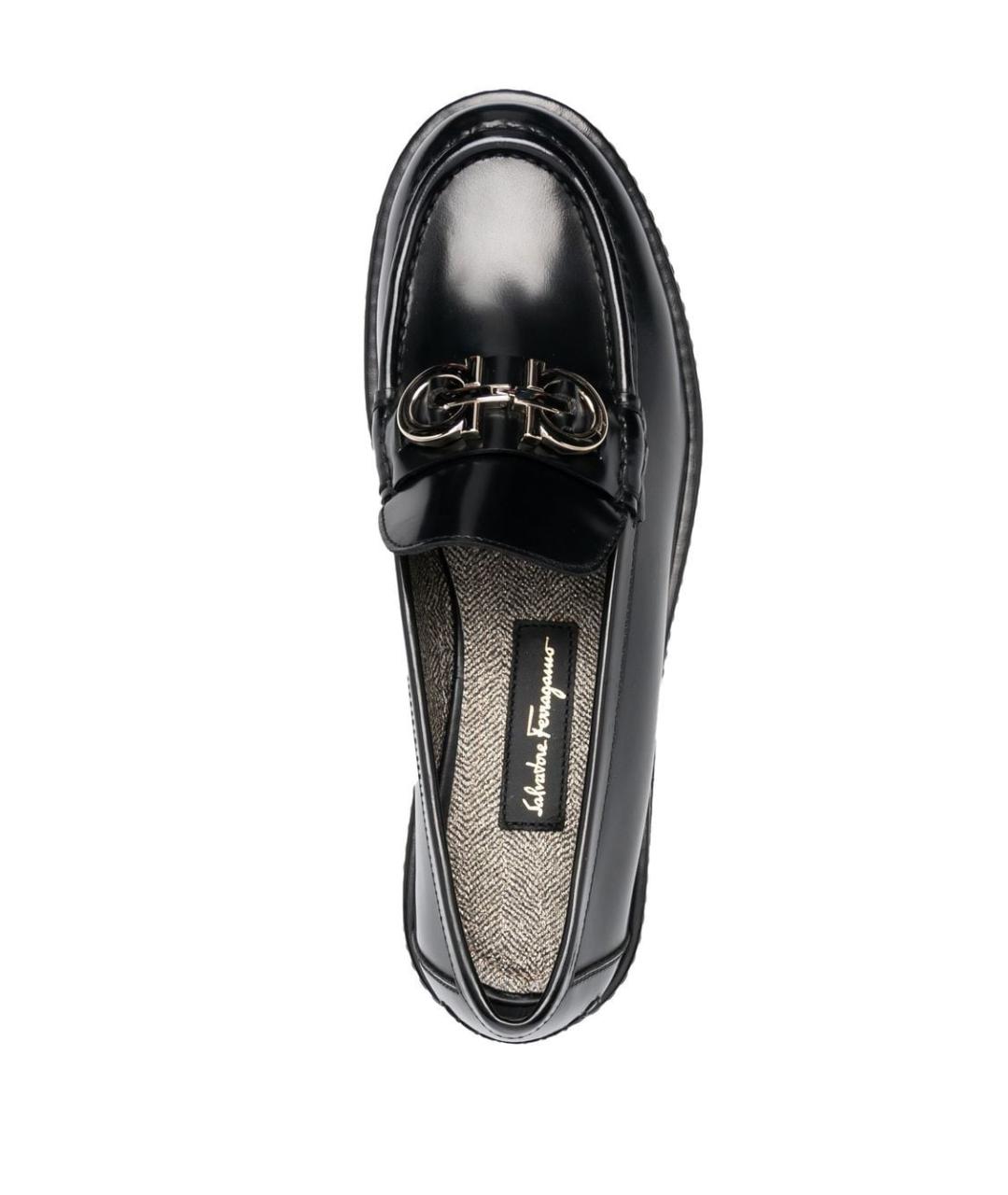 FERRAGAMO Черные кожаные лоферы, фото 4