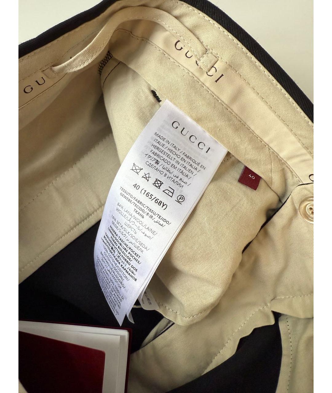 GUCCI Черные шерстяные прямые брюки, фото 7
