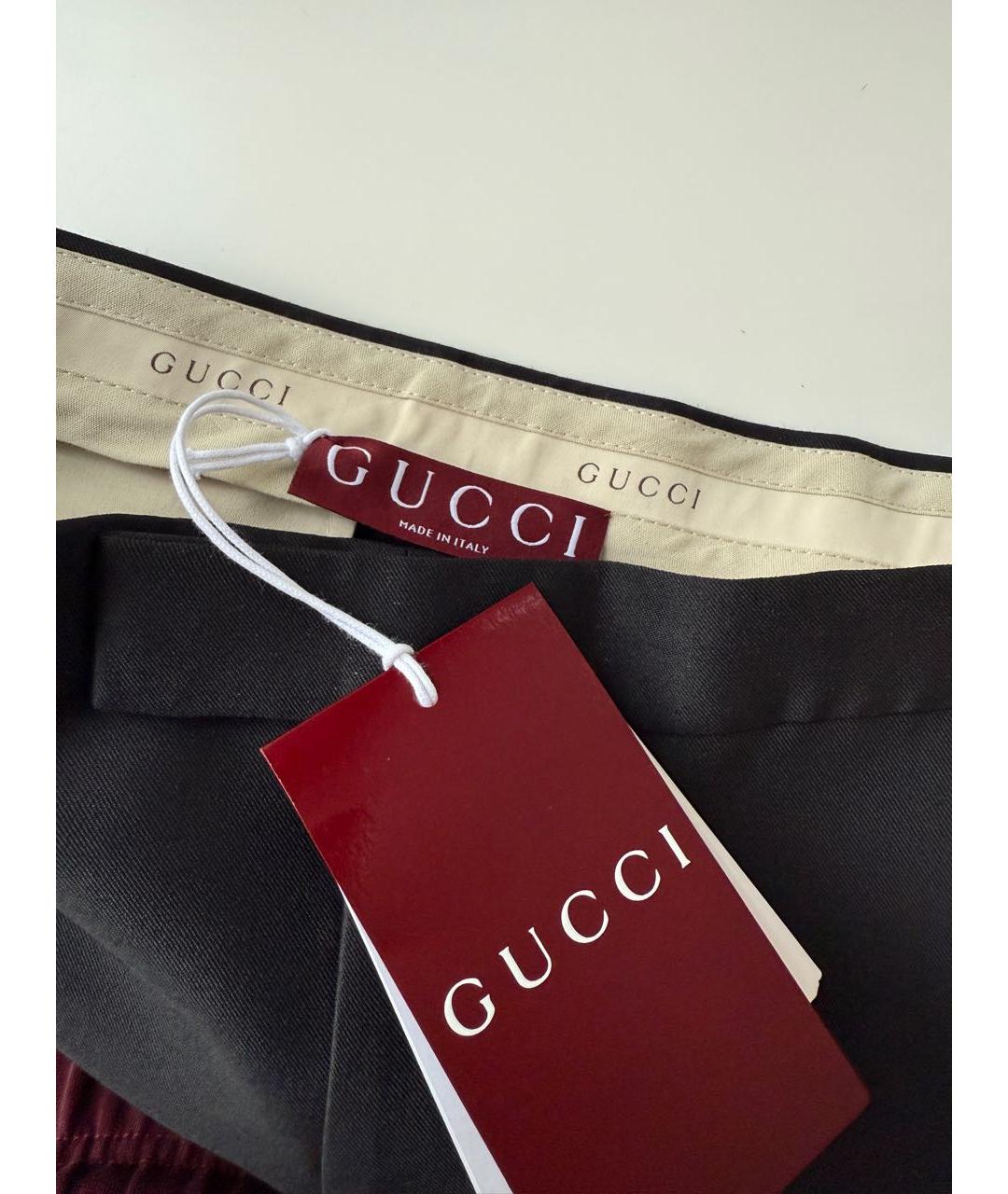 GUCCI Черные шерстяные прямые брюки, фото 5
