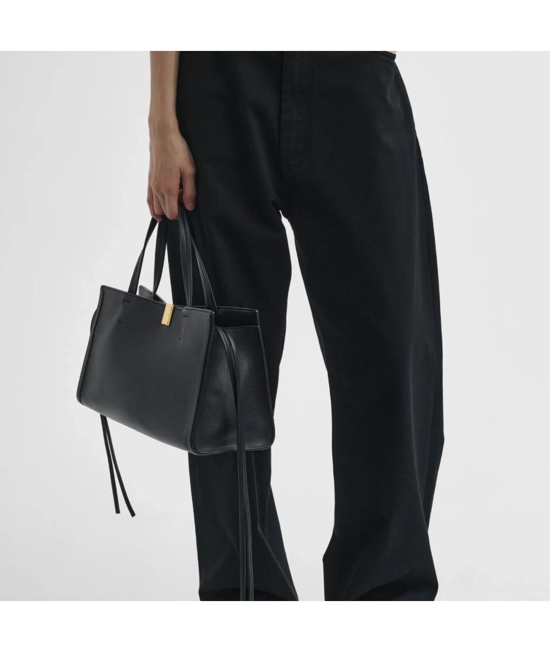 PHOEBE PHILO Черная кожаная сумка тоут, фото 4